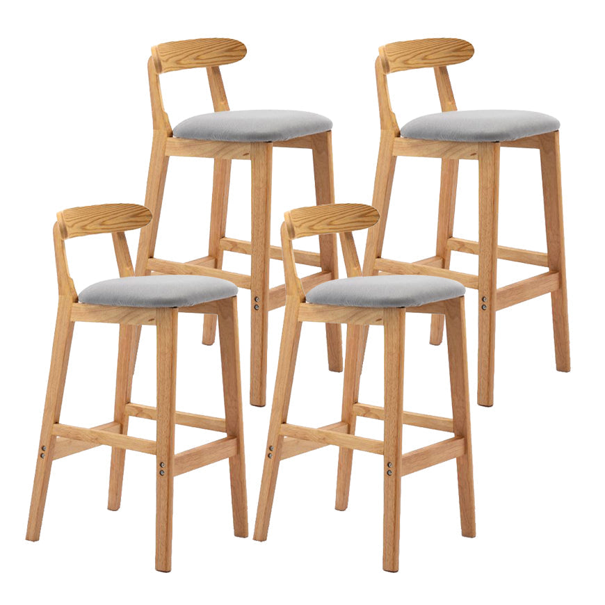 Scandinavian Rubberwood Home Stool Matte Finish Upholstered Footrest Barstool Light Gray 4 Piece Set Clearhalo 'Bar Furniture' 'Bar Stools' 'bar_stools' 'furn' 'furn_bar_stools' 'Furniture' 'furniture_bar_stools' 'Kitchen & Dining Furniture' 4759279
