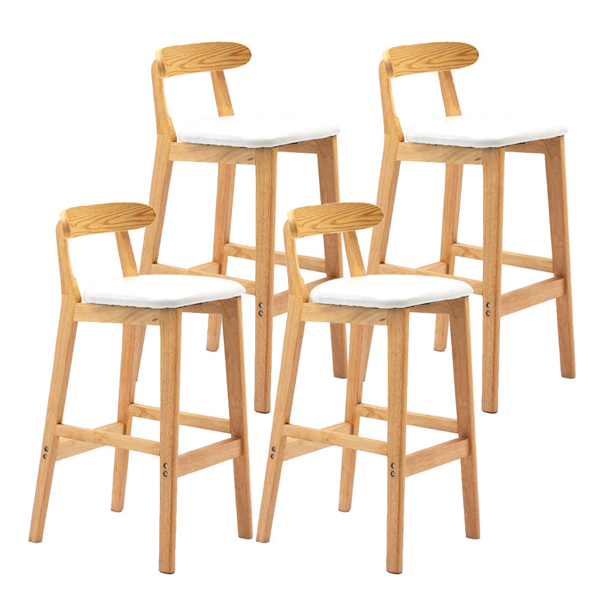 Scandinavian Rubberwood Home Stool Matte Finish Upholstered Footrest Barstool White 4 Piece Set Clearhalo 'Bar Furniture' 'Bar Stools' 'bar_stools' 'furn' 'furn_bar_stools' 'Furniture' 'furniture_bar_stools' 'Kitchen & Dining Furniture' 4759282