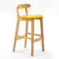 Scandinavian Rubberwood Home Stool Matte Finish Upholstered Footrest Barstool Yellow 1 Piece Clearhalo 'Bar Furniture' 'Bar Stools' 'bar_stools' 'furn' 'furn_bar_stools' 'Furniture' 'furniture_bar_stools' 'Kitchen & Dining Furniture' 4759283