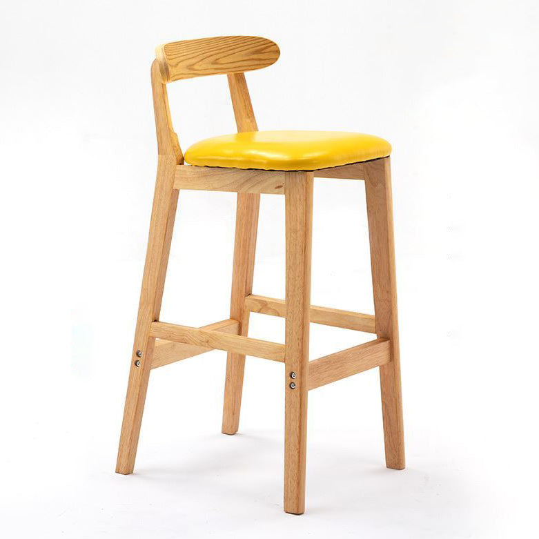 Scandinavian Rubberwood Home Stool Matte Finish Upholstered Footrest Barstool Yellow 1 Piece Clearhalo 'Bar Furniture' 'Bar Stools' 'bar_stools' 'furn' 'furn_bar_stools' 'Furniture' 'furniture_bar_stools' 'Kitchen & Dining Furniture' 4759283