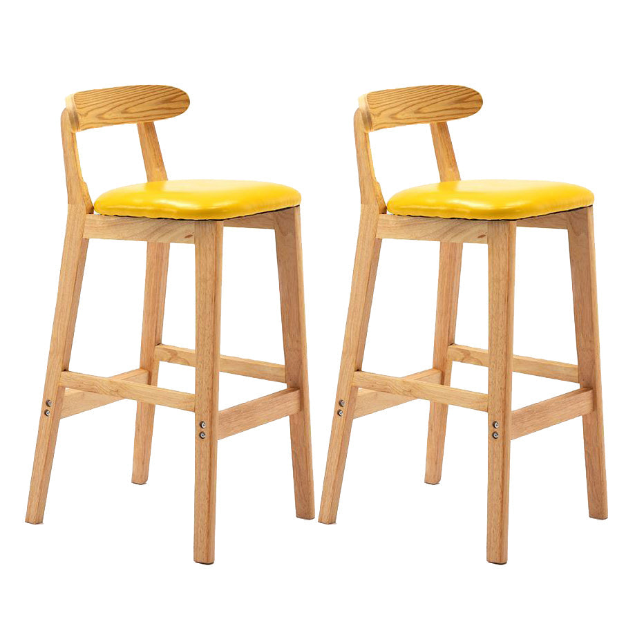 Scandinavian Rubberwood Home Stool Matte Finish Upholstered Footrest Barstool Yellow 2 Piece Set Clearhalo 'Bar Furniture' 'Bar Stools' 'bar_stools' 'furn' 'furn_bar_stools' 'Furniture' 'furniture_bar_stools' 'Kitchen & Dining Furniture' 4759284