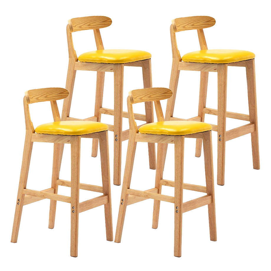 Scandinavian Rubberwood Home Stool Matte Finish Upholstered Footrest Barstool Yellow 4 Piece Set Clearhalo 'Bar Furniture' 'Bar Stools' 'bar_stools' 'furn' 'furn_bar_stools' 'Furniture' 'furniture_bar_stools' 'Kitchen & Dining Furniture' 4759285