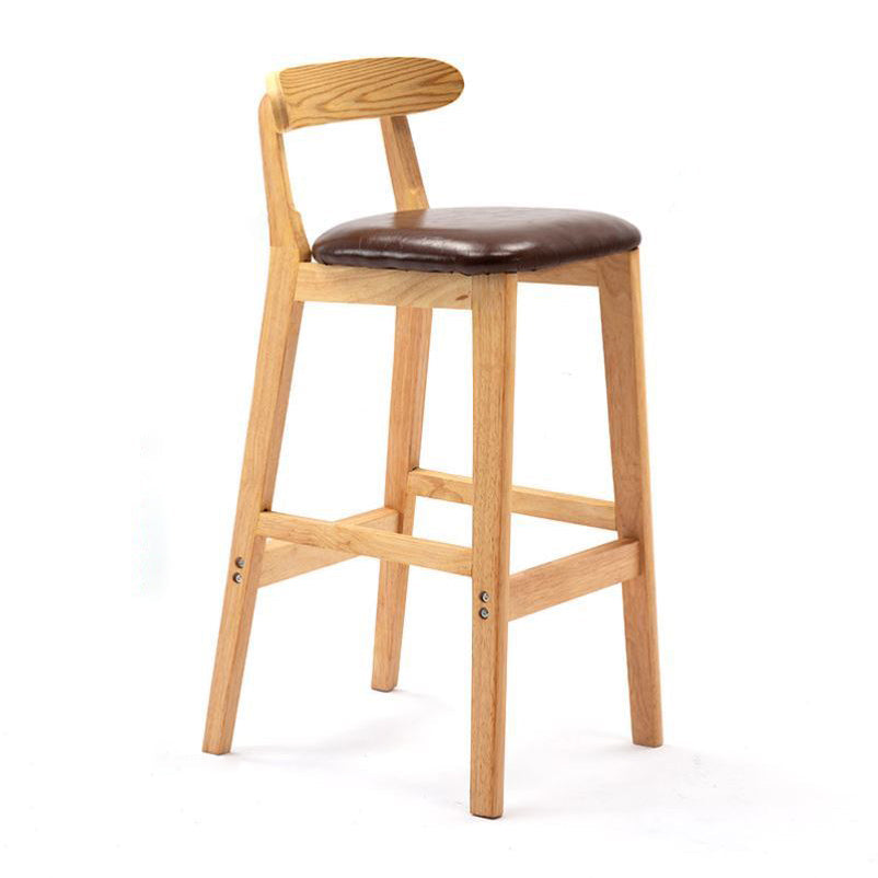 Scandinavian Rubberwood Home Stool Matte Finish Upholstered Footrest Barstool Brown 1 Piece Clearhalo 'Bar Furniture' 'Bar Stools' 'bar_stools' 'furn' 'furn_bar_stools' 'Furniture' 'furniture_bar_stools' 'Kitchen & Dining Furniture' 4759286