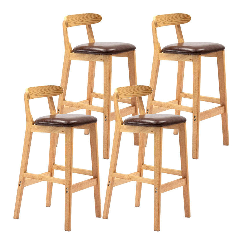Scandinavian Rubberwood Home Stool Matte Finish Upholstered Footrest Barstool Brown 4 Piece Set Clearhalo 'Bar Furniture' 'Bar Stools' 'bar_stools' 'furn' 'furn_bar_stools' 'Furniture' 'furniture_bar_stools' 'Kitchen & Dining Furniture' 4759288