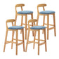 Scandinavian Rubberwood Home Stool Matte Finish Upholstered Footrest Barstool Sky Blue 4 Piece Set Clearhalo 'Bar Furniture' 'Bar Stools' 'bar_stools' 'furn' 'furn_bar_stools' 'Furniture' 'furniture_bar_stools' 'Kitchen & Dining Furniture' 4759291