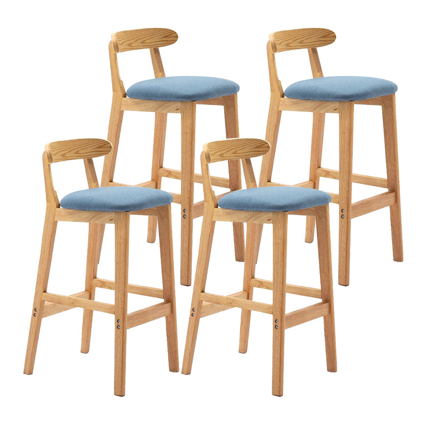 Scandinavian Rubberwood Home Stool Matte Finish Upholstered Footrest Barstool Sky Blue 4 Piece Set Clearhalo 'Bar Furniture' 'Bar Stools' 'bar_stools' 'furn' 'furn_bar_stools' 'Furniture' 'furniture_bar_stools' 'Kitchen & Dining Furniture' 4759291