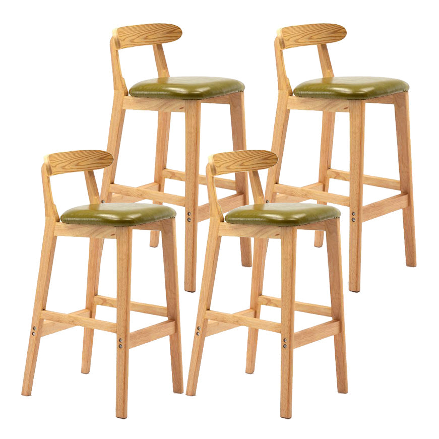 Scandinavian Rubberwood Home Stool Matte Finish Upholstered Footrest Barstool Green 4 Piece Set Clearhalo 'Bar Furniture' 'Bar Stools' 'bar_stools' 'furn' 'furn_bar_stools' 'Furniture' 'furniture_bar_stools' 'Kitchen & Dining Furniture' 4759294
