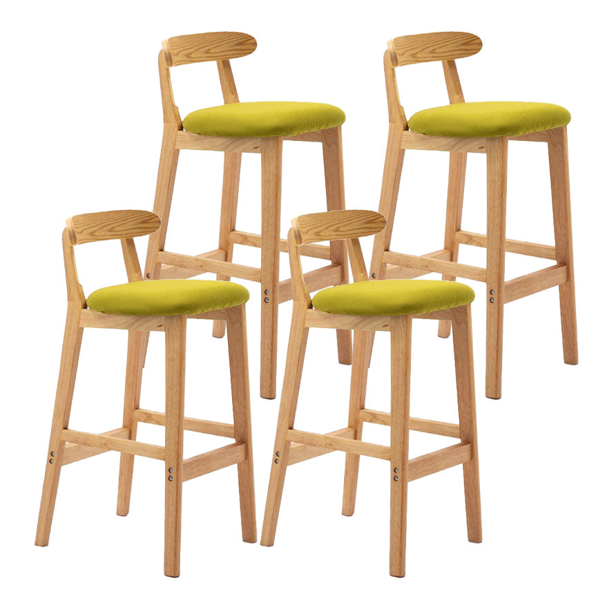 Scandinavian Rubberwood Home Stool Matte Finish Upholstered Footrest Barstool Light Green 4 Piece Set Clearhalo 'Bar Furniture' 'Bar Stools' 'bar_stools' 'furn' 'furn_bar_stools' 'Furniture' 'furniture_bar_stools' 'Kitchen & Dining Furniture' 4759297