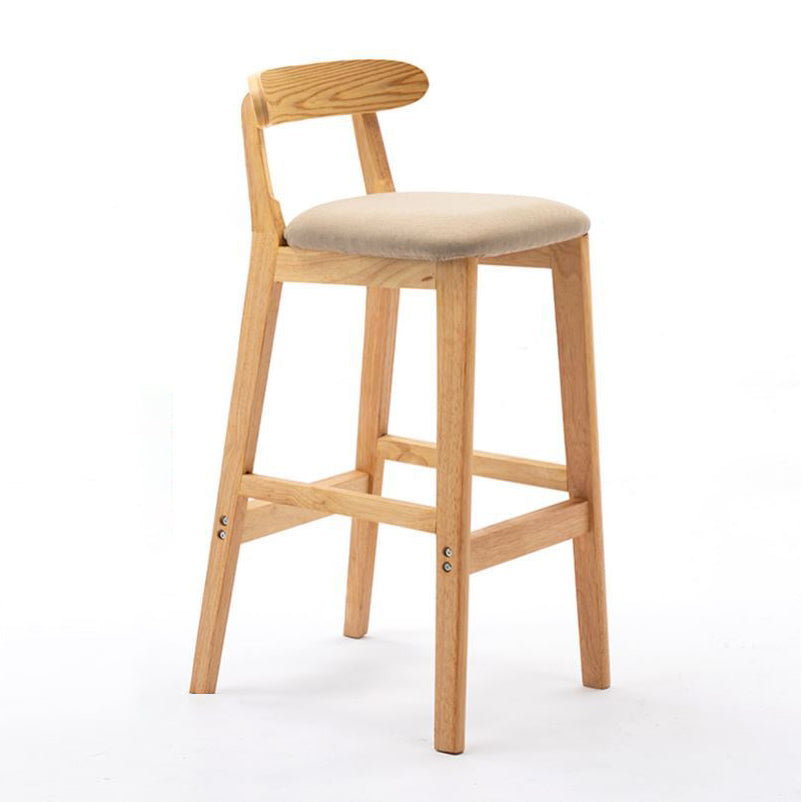 Scandinavian Rubberwood Home Stool Matte Finish Upholstered Footrest Barstool Khaki 1 Piece Clearhalo 'Bar Furniture' 'Bar Stools' 'bar_stools' 'furn' 'furn_bar_stools' 'Furniture' 'furniture_bar_stools' 'Kitchen & Dining Furniture' 4759301