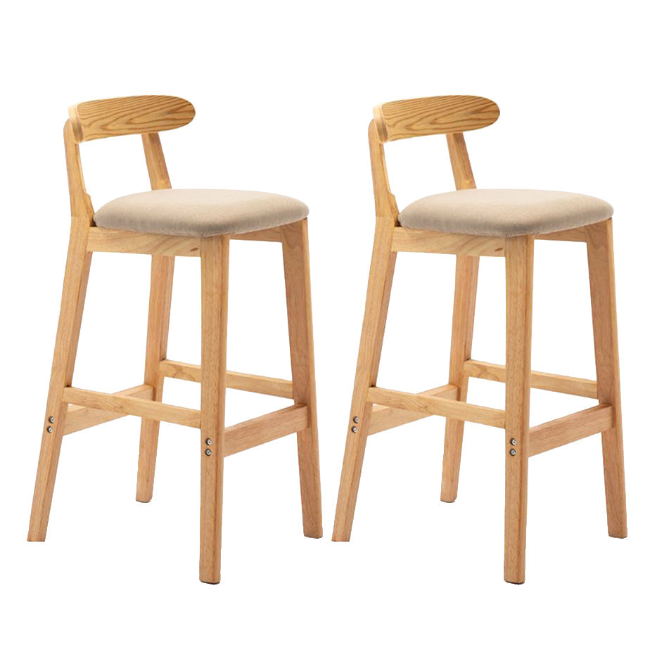 Scandinavian Rubberwood Home Stool Matte Finish Upholstered Footrest Barstool Khaki 2 Piece Set Clearhalo 'Bar Furniture' 'Bar Stools' 'bar_stools' 'furn' 'furn_bar_stools' 'Furniture' 'furniture_bar_stools' 'Kitchen & Dining Furniture' 4759302