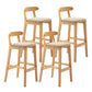 Scandinavian Rubberwood Home Stool Matte Finish Upholstered Footrest Barstool Khaki 4 Piece Set Clearhalo 'Bar Furniture' 'Bar Stools' 'bar_stools' 'furn' 'furn_bar_stools' 'Furniture' 'furniture_bar_stools' 'Kitchen & Dining Furniture' 4759303