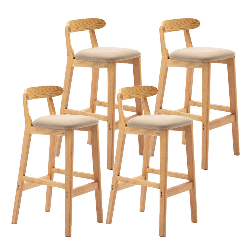Scandinavian Rubberwood Home Stool Matte Finish Upholstered Footrest Barstool Khaki 4 Piece Set Clearhalo 'Bar Furniture' 'Bar Stools' 'bar_stools' 'furn' 'furn_bar_stools' 'Furniture' 'furniture_bar_stools' 'Kitchen & Dining Furniture' 4759303