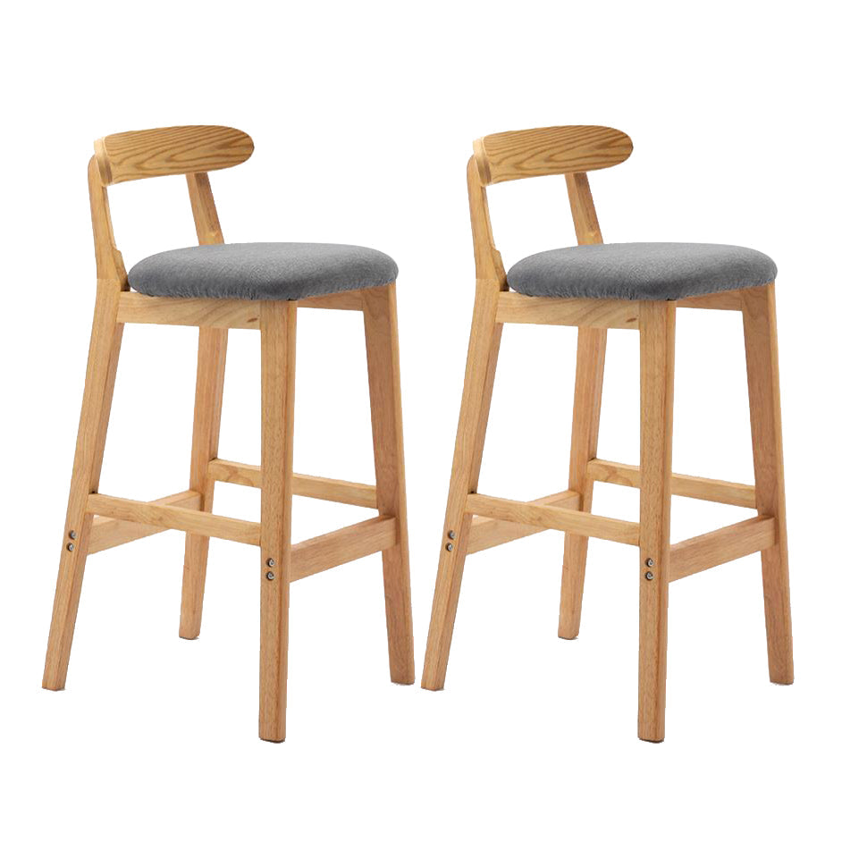 Scandinavian Rubberwood Home Stool Matte Finish Upholstered Footrest Barstool Smoke Gray 2 Piece Set Clearhalo 'Bar Furniture' 'Bar Stools' 'bar_stools' 'furn' 'furn_bar_stools' 'Furniture' 'furniture_bar_stools' 'Kitchen & Dining Furniture' 4759305