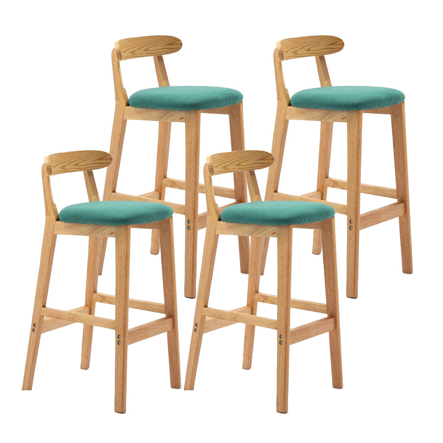 Scandinavian Rubberwood Home Stool Matte Finish Upholstered Footrest Barstool Mint Green 4 Piece Set Clearhalo 'Bar Furniture' 'Bar Stools' 'bar_stools' 'furn' 'furn_bar_stools' 'Furniture' 'furniture_bar_stools' 'Kitchen & Dining Furniture' 4759312