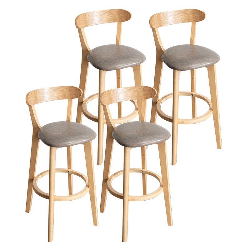 Contemporary Wood Dining Kitchen Room Armless Stool Low Back Bar Stool Light Gray 4 Piece Set Clearhalo 'Bar Furniture' 'Bar Stools' 'bar_stools' 'furn' 'furn_bar_stools' 'Furniture' 'furniture_bar_stools' 'Kitchen & Dining Furniture' 4759336