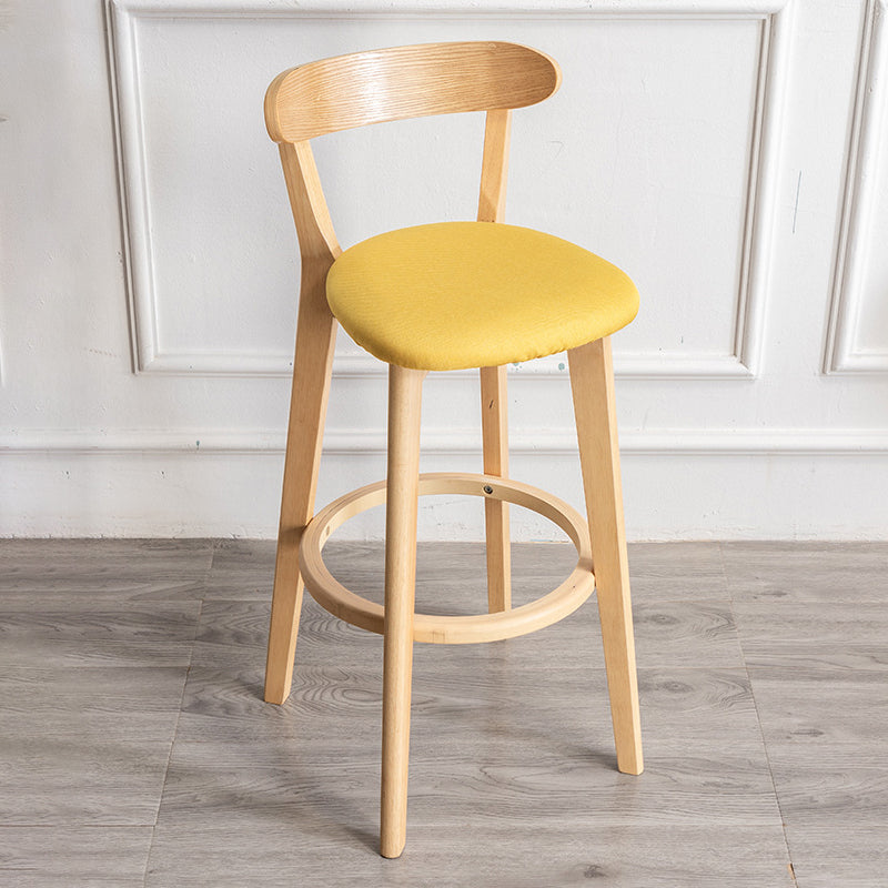 Contemporary Wood Dining Kitchen Room Armless Stool Low Back Bar Stool Yellow 1 Piece Clearhalo 'Bar Furniture' 'Bar Stools' 'bar_stools' 'furn' 'furn_bar_stools' 'Furniture' 'furniture_bar_stools' 'Kitchen & Dining Furniture' 4759342