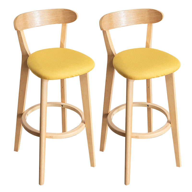 Contemporary Wood Dining Kitchen Room Armless Stool Low Back Bar Stool Yellow 2 Piece Set Clearhalo 'Bar Furniture' 'Bar Stools' 'bar_stools' 'furn' 'furn_bar_stools' 'Furniture' 'furniture_bar_stools' 'Kitchen & Dining Furniture' 4759343