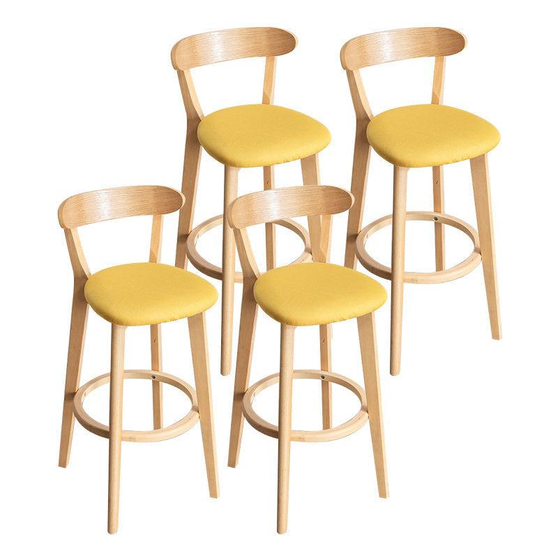 Contemporary Wood Dining Kitchen Room Armless Stool Low Back Bar Stool Yellow 4 Piece Set Clearhalo 'Bar Furniture' 'Bar Stools' 'bar_stools' 'furn' 'furn_bar_stools' 'Furniture' 'furniture_bar_stools' 'Kitchen & Dining Furniture' 4759344