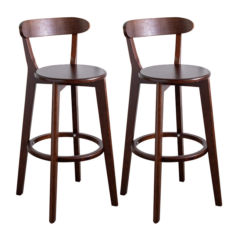 Contemporary Wood Dining Kitchen Room Armless Stool Low Back Bar Stool Brown 2 Piece Set Clearhalo 'Bar Furniture' 'Bar Stools' 'bar_stools' 'furn' 'furn_bar_stools' 'Furniture' 'furniture_bar_stools' 'Kitchen & Dining Furniture' 4759346