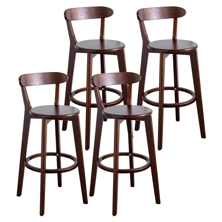 Contemporary Wood Dining Kitchen Room Armless Stool Low Back Bar Stool Brown 4 Piece Set Clearhalo 'Bar Furniture' 'Bar Stools' 'bar_stools' 'furn' 'furn_bar_stools' 'Furniture' 'furniture_bar_stools' 'Kitchen & Dining Furniture' 4759347