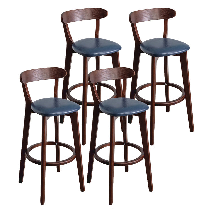 Contemporary Wood Dining Kitchen Room Armless Stool Low Back Bar Stool Blue 4 Piece Set Clearhalo 'Bar Furniture' 'Bar Stools' 'bar_stools' 'furn' 'furn_bar_stools' 'Furniture' 'furniture_bar_stools' 'Kitchen & Dining Furniture' 4759350