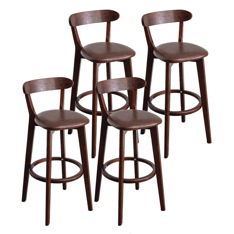 Contemporary Wood Dining Kitchen Room Armless Stool Low Back Bar Stool Camel 4 Piece Set Clearhalo 'Bar Furniture' 'Bar Stools' 'bar_stools' 'furn' 'furn_bar_stools' 'Furniture' 'furniture_bar_stools' 'Kitchen & Dining Furniture' 4759362