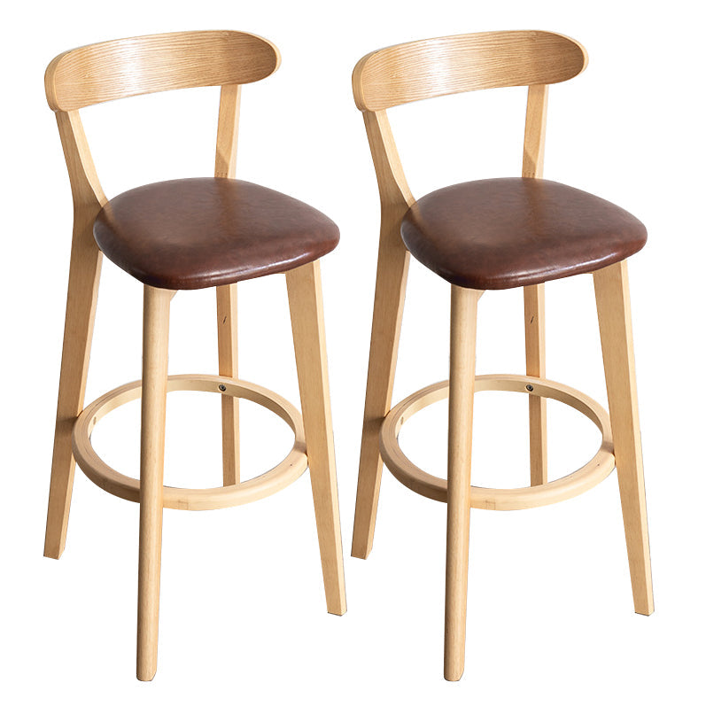 Contemporary Wood Dining Kitchen Room Armless Stool Low Back Bar Stool Light Brown 2 Piece Set Clearhalo 'Bar Furniture' 'Bar Stools' 'bar_stools' 'furn' 'furn_bar_stools' 'Furniture' 'furniture_bar_stools' 'Kitchen & Dining Furniture' 4759364