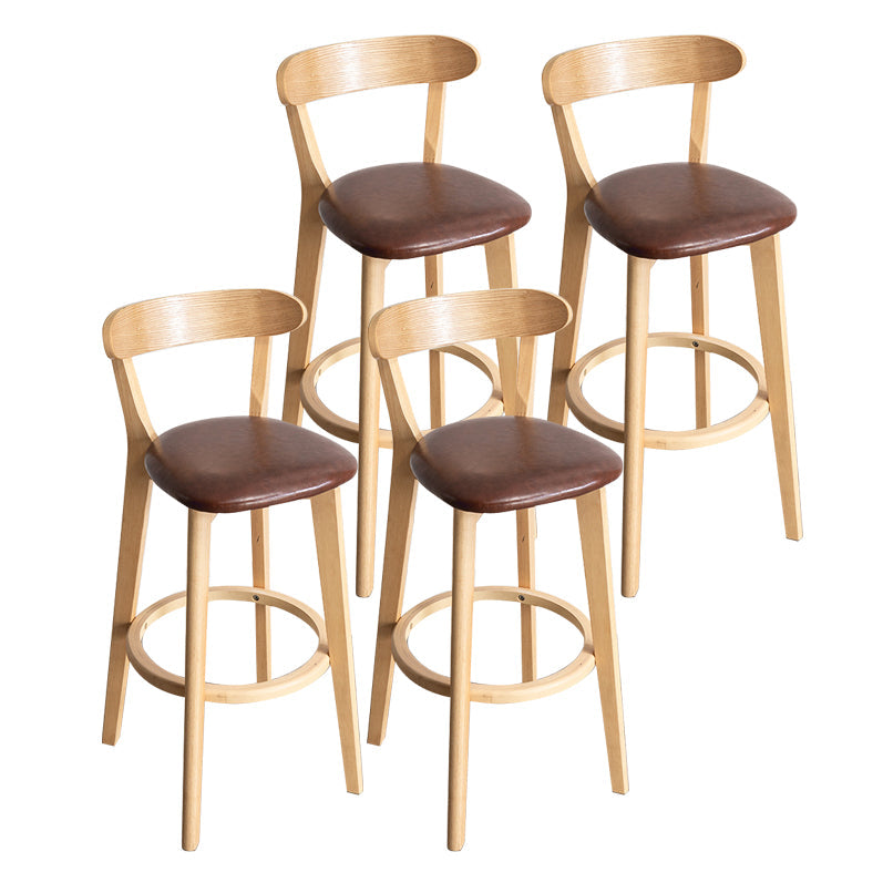 Contemporary Wood Dining Kitchen Room Armless Stool Low Back Bar Stool Light Brown 4 Piece Set Clearhalo 'Bar Furniture' 'Bar Stools' 'bar_stools' 'furn' 'furn_bar_stools' 'Furniture' 'furniture_bar_stools' 'Kitchen & Dining Furniture' 4759365