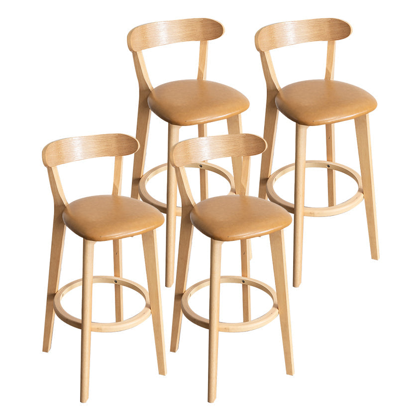 Contemporary Wood Dining Kitchen Room Armless Stool Low Back Bar Stool Ginger 4 Piece Set Clearhalo 'Bar Furniture' 'Bar Stools' 'bar_stools' 'furn' 'furn_bar_stools' 'Furniture' 'furniture_bar_stools' 'Kitchen & Dining Furniture' 4759371