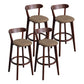 Contemporary Wood Dining Kitchen Room Armless Stool Low Back Bar Stool Dark Brown 4 Piece Set Clearhalo 'Bar Furniture' 'Bar Stools' 'bar_stools' 'furn' 'furn_bar_stools' 'Furniture' 'furniture_bar_stools' 'Kitchen & Dining Furniture' 4759380