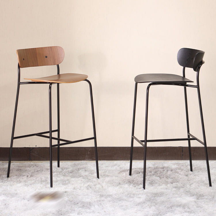 Modern Style Low Back Bar-stool Wooden Bar Stool with Metal Legs Clearhalo 'Bar Furniture' 'Bar Stools' 'bar_stools' 'furn' 'furn_bar_stools' 'Furniture' 'furniture_bar_stools' 'Kitchen & Dining Furniture' 4759393