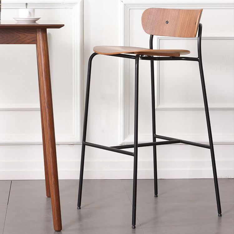 Modern Style Low Back Bar-stool Wooden Bar Stool with Metal Legs Clearhalo 'Bar Furniture' 'Bar Stools' 'bar_stools' 'furn' 'furn_bar_stools' 'Furniture' 'furniture_bar_stools' 'Kitchen & Dining Furniture' 4759395