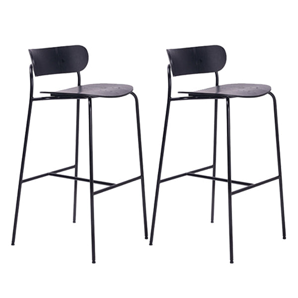 Modern Style Low Back Bar-stool Wooden Bar Stool with Metal Legs Black 2 Piece Set Clearhalo 'Bar Furniture' 'Bar Stools' 'bar_stools' 'furn' 'furn_bar_stools' 'Furniture' 'furniture_bar_stools' 'Kitchen & Dining Furniture' 4759396