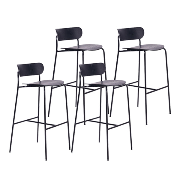 Modern Style Low Back Bar-stool Wooden Bar Stool with Metal Legs Black 4 Piece Set Clearhalo 'Bar Furniture' 'Bar Stools' 'bar_stools' 'furn' 'furn_bar_stools' 'Furniture' 'furniture_bar_stools' 'Kitchen & Dining Furniture' 4759397