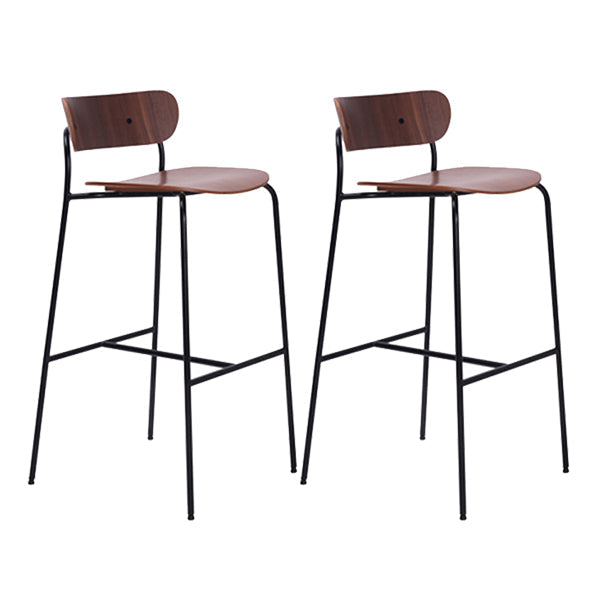 Modern Style Low Back Bar-stool Wooden Bar Stool with Metal Legs Wood 2 Piece Set Clearhalo 'Bar Furniture' 'Bar Stools' 'bar_stools' 'furn' 'furn_bar_stools' 'Furniture' 'furniture_bar_stools' 'Kitchen & Dining Furniture' 4759401