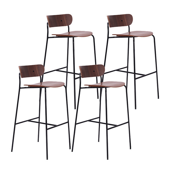 Modern Style Low Back Bar-stool Wooden Bar Stool with Metal Legs Wood 4 Piece Set Clearhalo 'Bar Furniture' 'Bar Stools' 'bar_stools' 'furn' 'furn_bar_stools' 'Furniture' 'furniture_bar_stools' 'Kitchen & Dining Furniture' 4759403