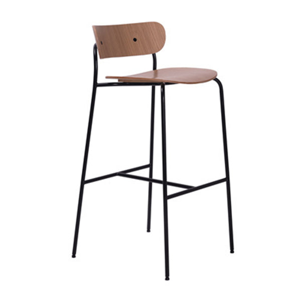 Modern Style Low Back Bar-stool Wooden Bar Stool with Metal Legs Walnut 1 Piece Clearhalo 'Bar Furniture' 'Bar Stools' 'bar_stools' 'furn' 'furn_bar_stools' 'Furniture' 'furniture_bar_stools' 'Kitchen & Dining Furniture' 4759405