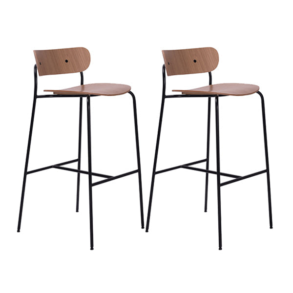 Modern Style Low Back Bar-stool Wooden Bar Stool with Metal Legs Walnut 2 Piece Set Clearhalo 'Bar Furniture' 'Bar Stools' 'bar_stools' 'furn' 'furn_bar_stools' 'Furniture' 'furniture_bar_stools' 'Kitchen & Dining Furniture' 4759407