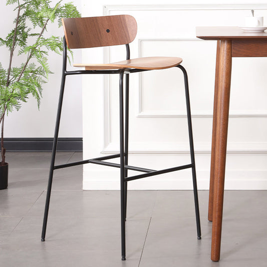 Modern Style Low Back Bar-stool Wooden Bar Stool with Metal Legs Clearhalo 'Bar Furniture' 'Bar Stools' 'bar_stools' 'furn' 'furn_bar_stools' 'Furniture' 'furniture_bar_stools' 'Kitchen & Dining Furniture' 4759411
