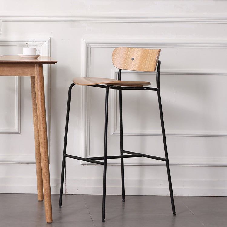 Modern Style Low Back Bar-stool Wooden Bar Stool with Metal Legs Clearhalo 'Bar Furniture' 'Bar Stools' 'bar_stools' 'furn' 'furn_bar_stools' 'Furniture' 'furniture_bar_stools' 'Kitchen & Dining Furniture' 4759412