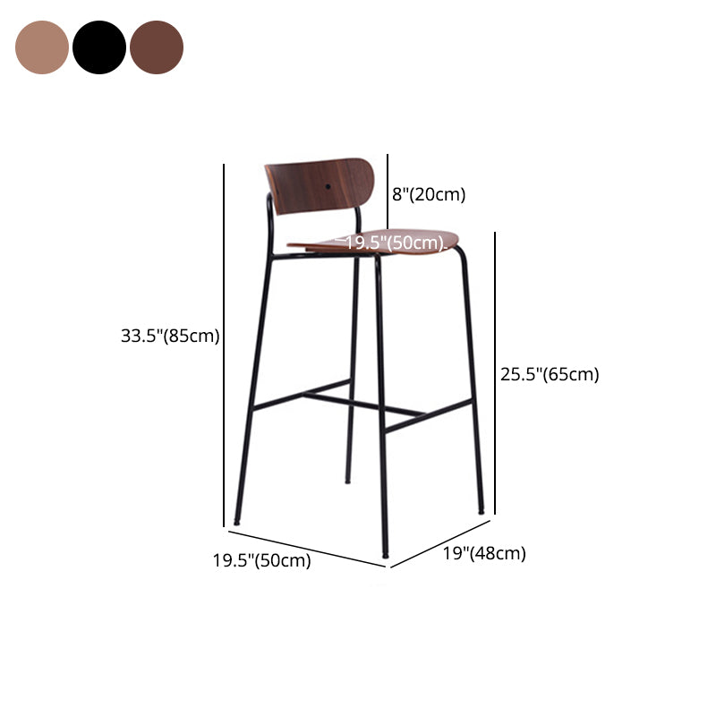 Modern Style Low Back Bar-stool Wooden Bar Stool with Metal Legs Clearhalo 'Bar Furniture' 'Bar Stools' 'bar_stools' 'furn' 'furn_bar_stools' 'Furniture' 'furniture_bar_stools' 'Kitchen & Dining Furniture' 4759413