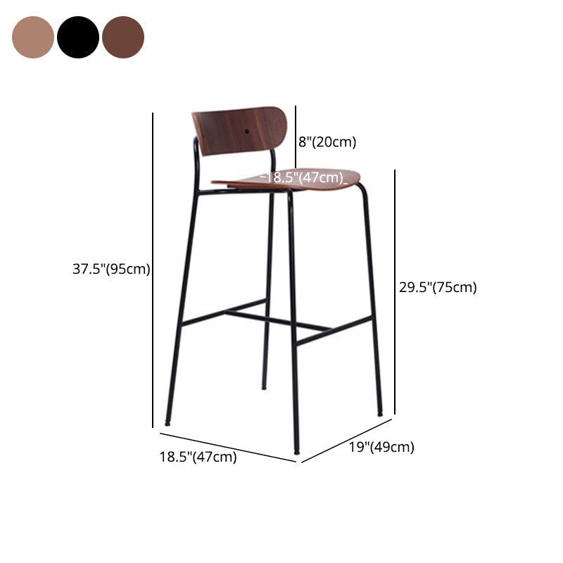 Modern Style Low Back Bar-stool Wooden Bar Stool with Metal Legs Clearhalo 'Bar Furniture' 'Bar Stools' 'bar_stools' 'furn' 'furn_bar_stools' 'Furniture' 'furniture_bar_stools' 'Kitchen & Dining Furniture' 4759414