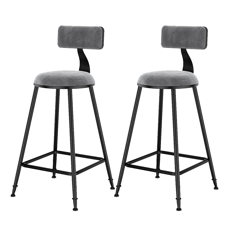 Scandinavian Low Back Footrest Barstool Matte Finish Velvet Counter Stool Grey 2 Piece Set Counter Stool(26"H) Clearhalo 'Bar Furniture' 'Bar Stools' 'bar_stools' 'furn' 'furn_bar_stools' 'Furniture' 'furniture_bar_stools' 'Kitchen & Dining Furniture' 4759420