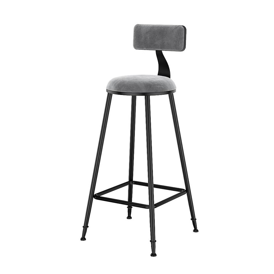 Scandinavian Low Back Footrest Barstool Matte Finish Velvet Counter Stool Clearhalo 'Bar Furniture' 'Bar Stools' 'bar_stools' 'furn' 'furn_bar_stools' 'Furniture' 'furniture_bar_stools' 'Kitchen & Dining Furniture' 4759421