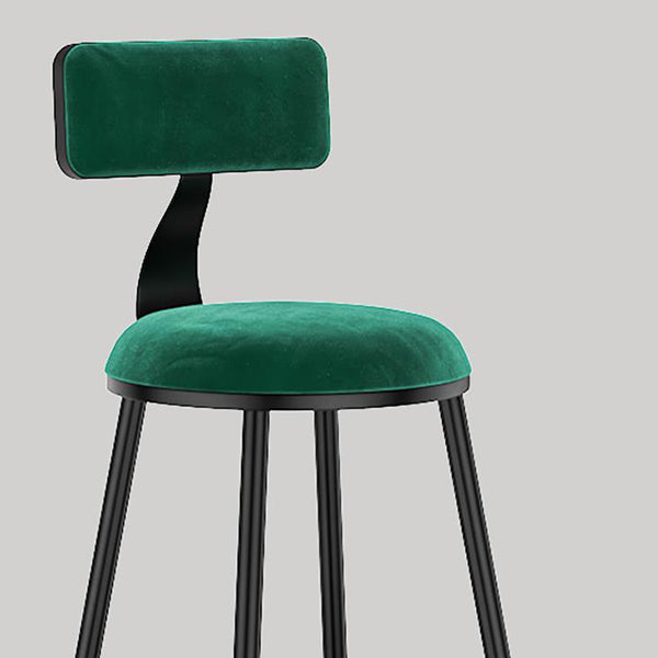 Scandinavian Low Back Footrest Barstool Matte Finish Velvet Counter Stool Clearhalo 'Bar Furniture' 'Bar Stools' 'bar_stools' 'furn' 'furn_bar_stools' 'Furniture' 'furniture_bar_stools' 'Kitchen & Dining Furniture' 4759422