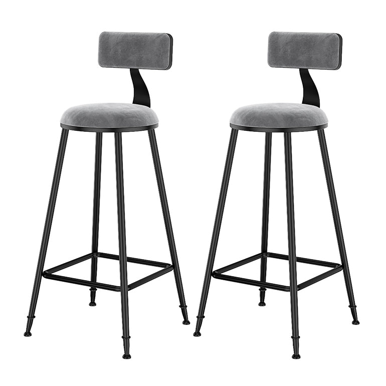 Scandinavian Low Back Footrest Barstool Matte Finish Velvet Counter Stool Grey 2 Piece Set Bar Stool(30"H) Clearhalo 'Bar Furniture' 'Bar Stools' 'bar_stools' 'furn' 'furn_bar_stools' 'Furniture' 'furniture_bar_stools' 'Kitchen & Dining Furniture' 4759423