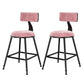 Scandinavian Low Back Footrest Barstool Matte Finish Velvet Counter Stool Pink 2 Piece Set Short Stool(18"H) Clearhalo 'Bar Furniture' 'Bar Stools' 'bar_stools' 'furn' 'furn_bar_stools' 'Furniture' 'furniture_bar_stools' 'Kitchen & Dining Furniture' 4759426