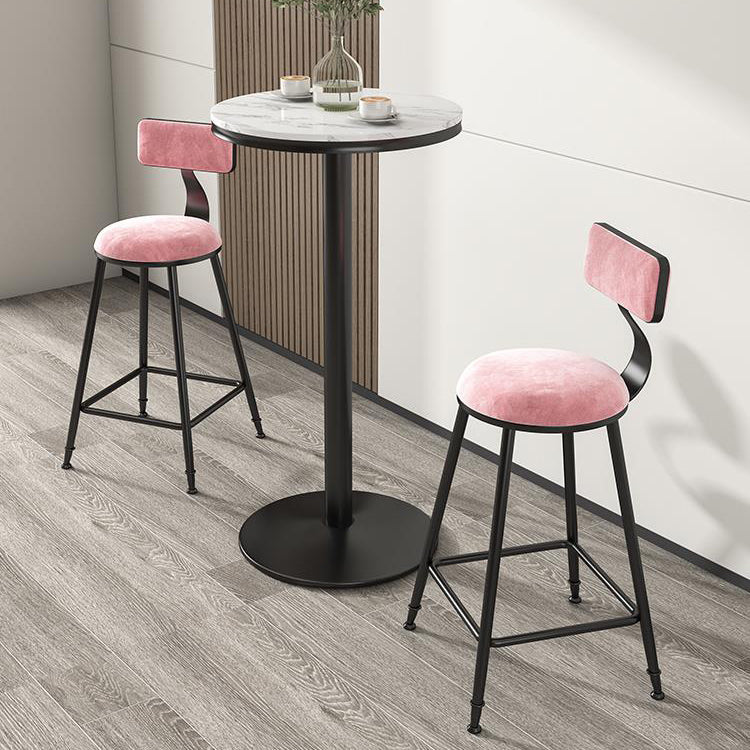 Scandinavian Low Back Footrest Barstool Matte Finish Velvet Counter Stool Clearhalo 'Bar Furniture' 'Bar Stools' 'bar_stools' 'furn' 'furn_bar_stools' 'Furniture' 'furniture_bar_stools' 'Kitchen & Dining Furniture' 4759429