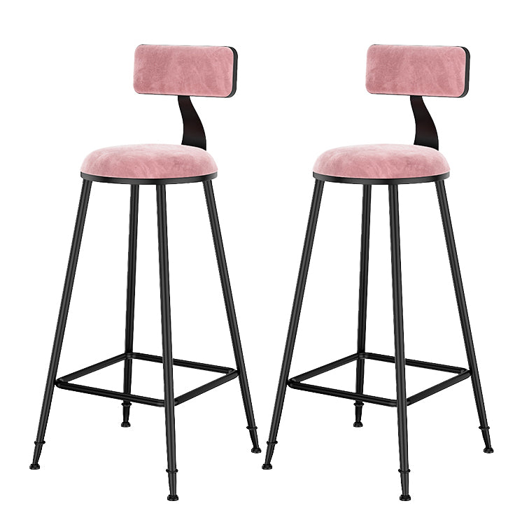 Scandinavian Low Back Footrest Barstool Matte Finish Velvet Counter Stool Pink 2 Piece Set Bar Stool(30"H) Clearhalo 'Bar Furniture' 'Bar Stools' 'bar_stools' 'furn' 'furn_bar_stools' 'Furniture' 'furniture_bar_stools' 'Kitchen & Dining Furniture' 4759431