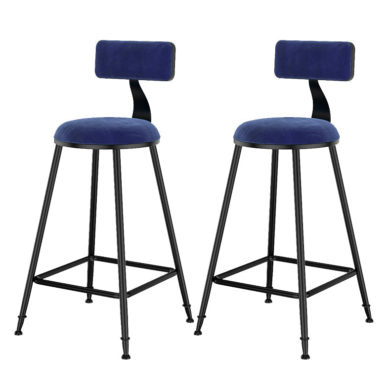 Scandinavian Low Back Footrest Barstool Matte Finish Velvet Counter Stool Blue 2 Piece Set Counter Stool(26"H) Clearhalo 'Bar Furniture' 'Bar Stools' 'bar_stools' 'furn' 'furn_bar_stools' 'Furniture' 'furniture_bar_stools' 'Kitchen & Dining Furniture' 4759433